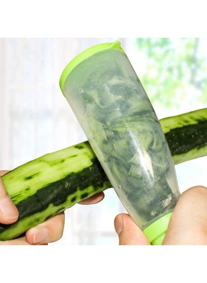 هابي هوم قشارة خضار وفواكه متعددة الوظائف مع حاوية لجمع القشور – شفرات جولين لتقشير البطاطس، الجزر، التفاح والخضروات والفواكه بسهولة وسرعة – تصميم عملي وآمن بقبضة مريحة، مصنوعة من الستانلس ستيل، سهلة الاستخدام والتنظيف ومناسبة لغسالة الصحون - Image 3